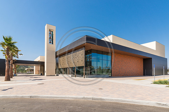 Rancho Campana High School, close up, plain sky